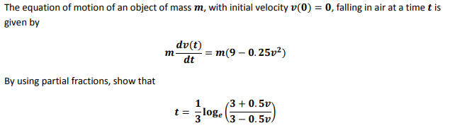 Solved The equation of motion of an object of mass m, with | Chegg.com