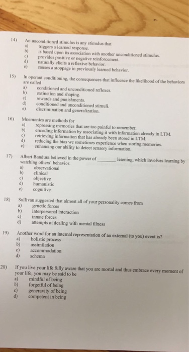 14 An Unconditioned Stimulus Is Any Stimulus That B Chegg