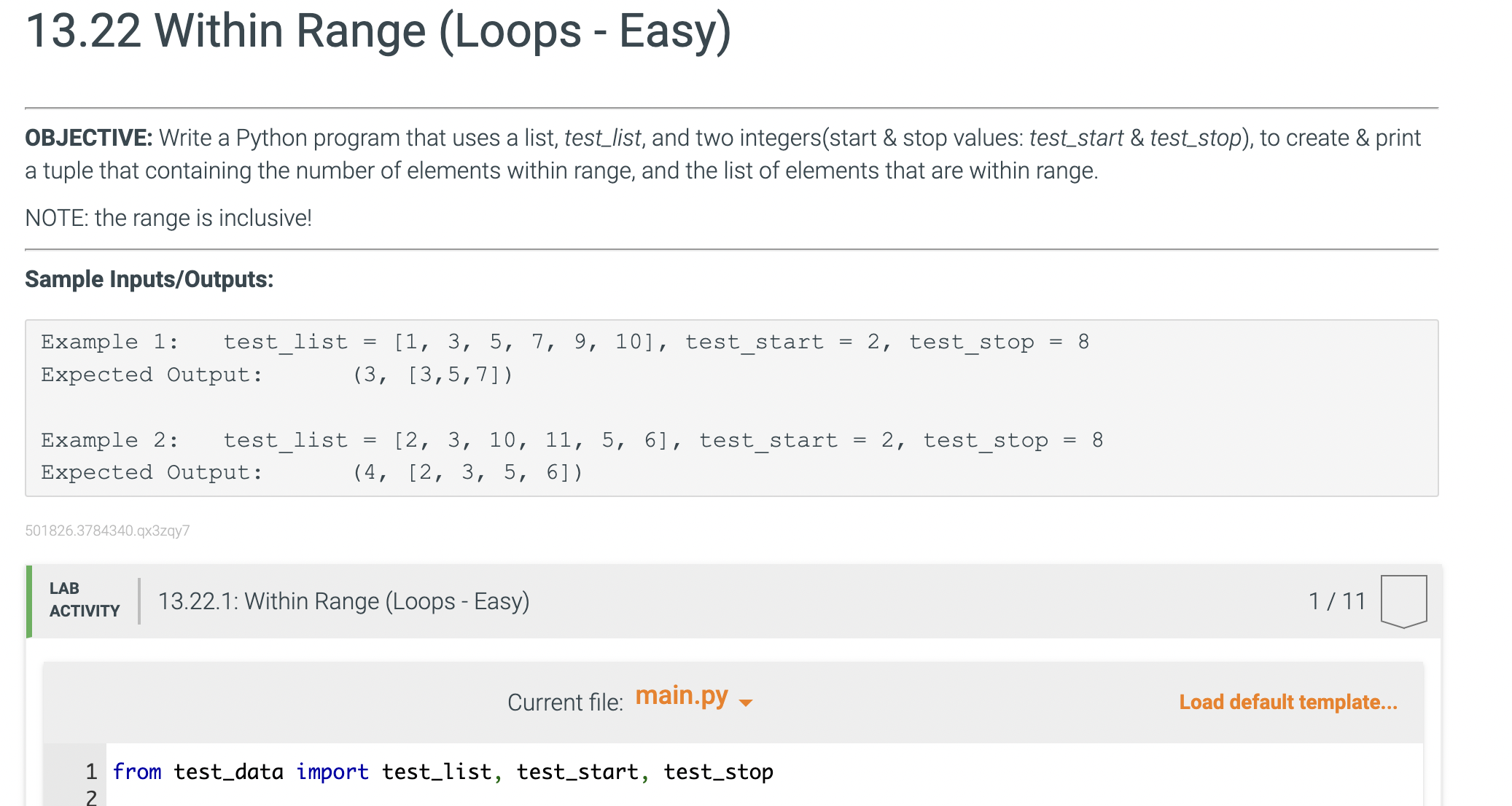 Solved 13.22 Within Range (Loops - Easy)OBJECTIVE: Write a | Chegg.com