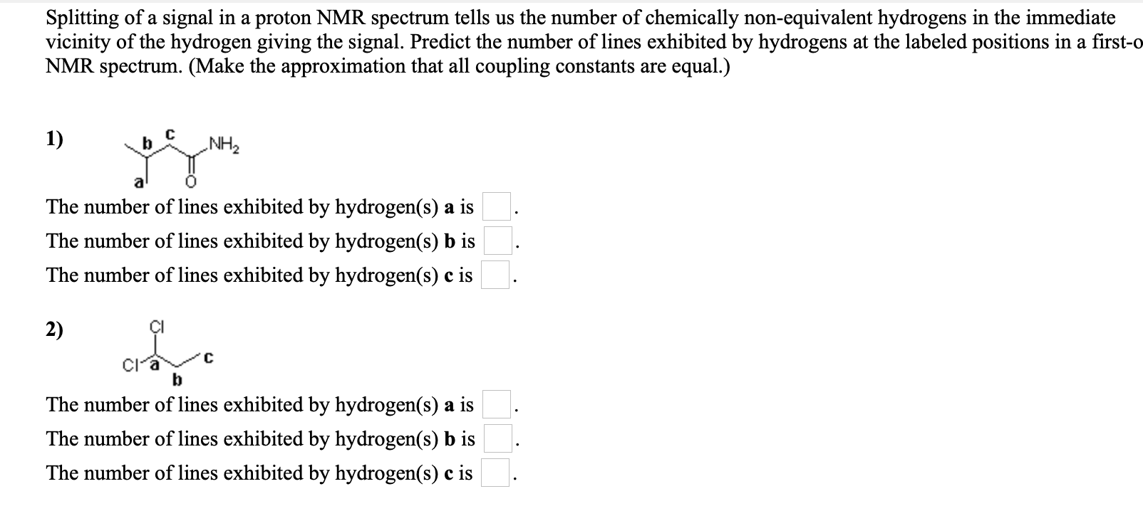 Solved Splitting of a signal in a proton NMR spectrum tells | Chegg.com