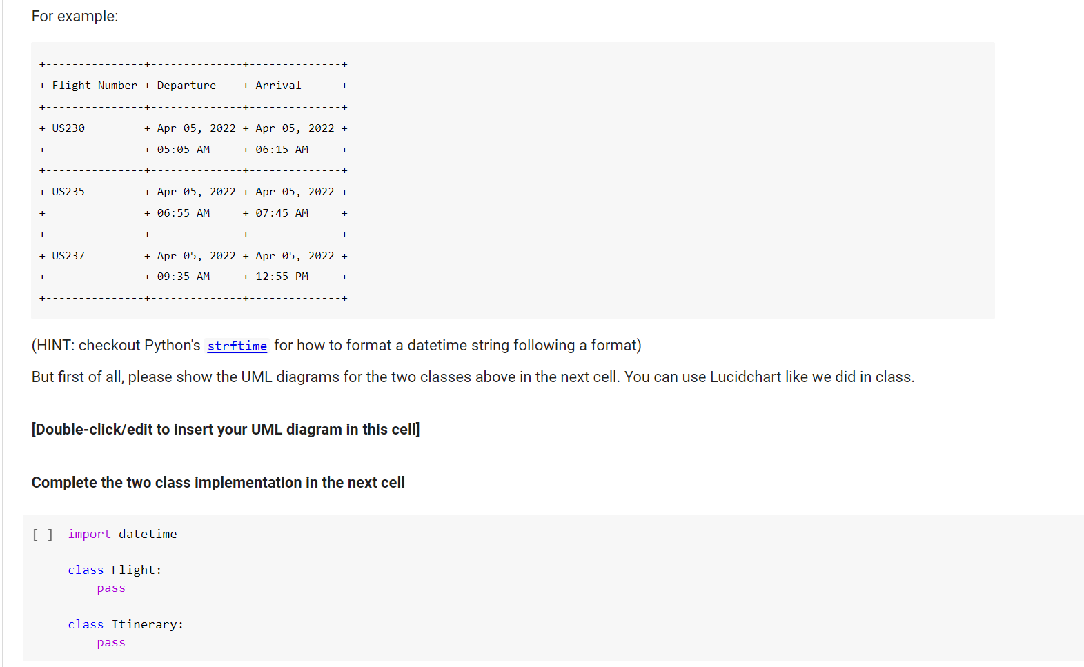 Solved Task 1 (7 points) - Flight Time Design two classes: | Chegg.com