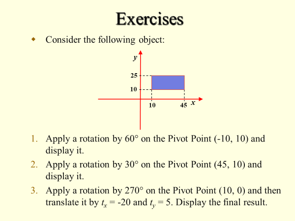 Solved Exercises - Consider the following object: 1. Apply a | Chegg.com
