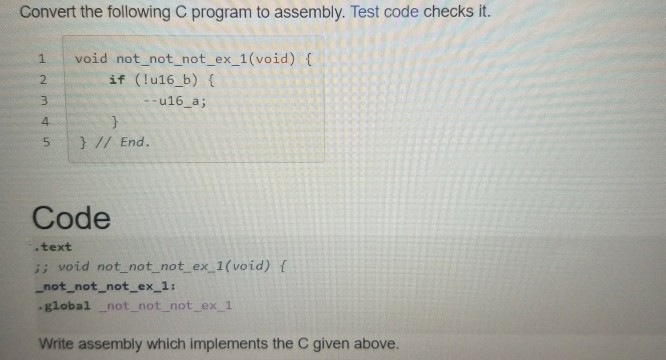 Convert the following C program to assembly. Test | Chegg.com