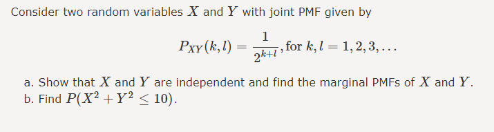 Solved Consider Two Random Variables X And Y With Joint P Chegg Com