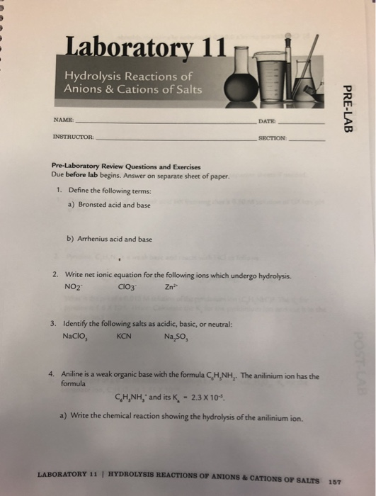 Solved Laboratory 11 Hydrolysis Reactions Of Anions & | Chegg.com