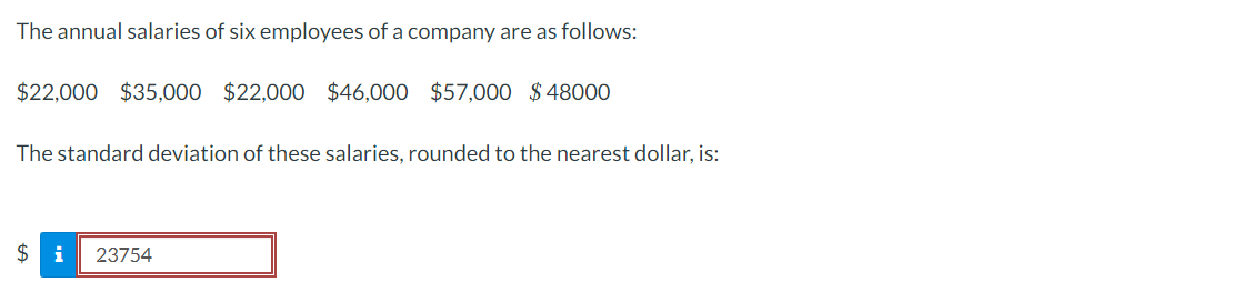 Solved The annual salaries of six employees of a company are | Chegg.com