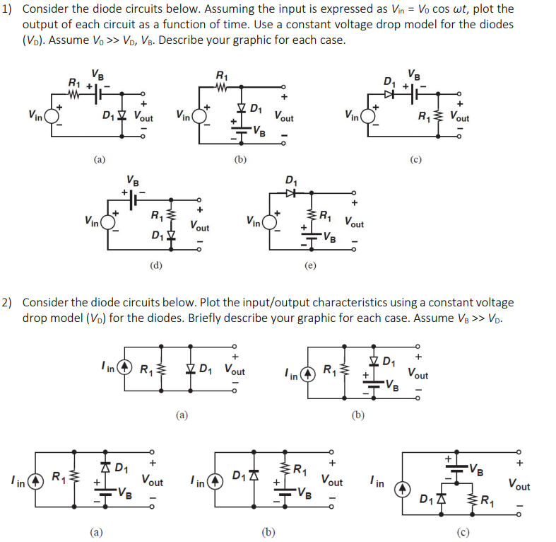 Solved Consider The Diode Circuits Below Assuming The Input Chegg Com