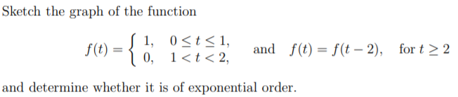 Solved Sketch the graph of the function { 1, 0 t 1 0, 1t2, | Chegg.com