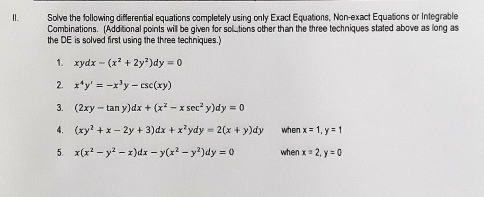 Solved Solve the following differential equations completely | Chegg.com