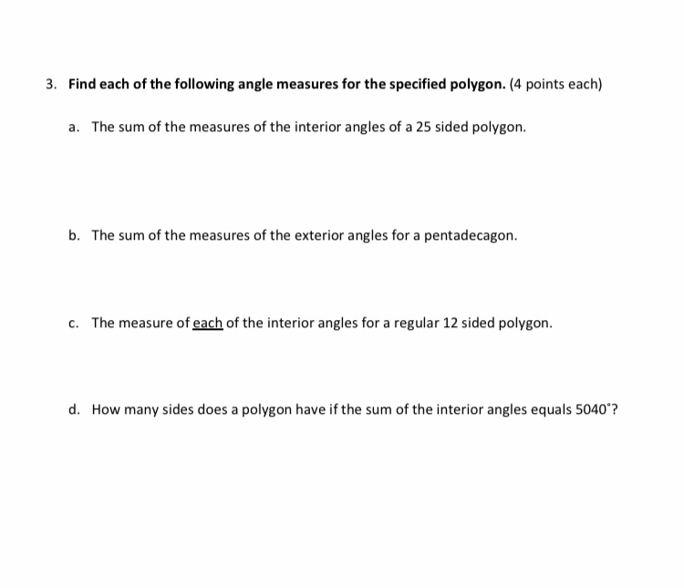 Solved 3 Find Each Of The Following Angle Measures For T
