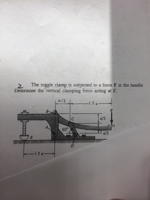 Solved The toggle clamp is subjected to a force F at the