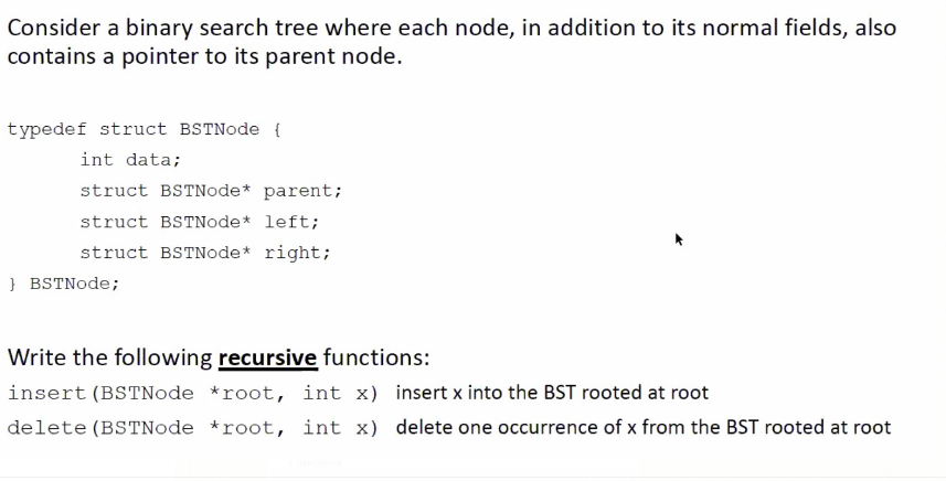 Solved Consider a binary search tree where each node, in | Chegg.com