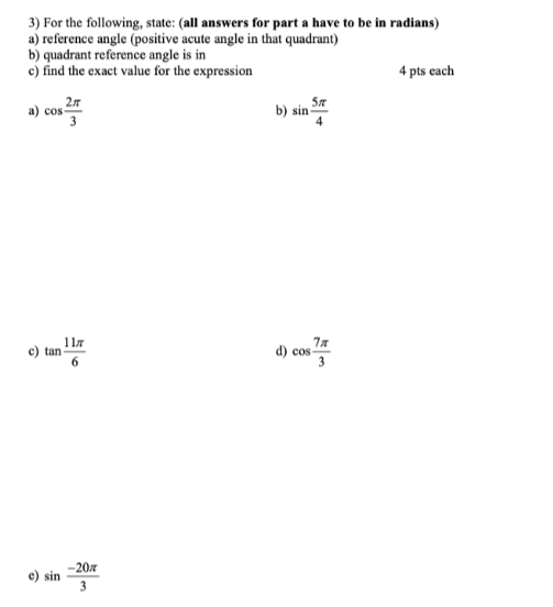 Solved For the following, state: (all answers for part a | Chegg.com