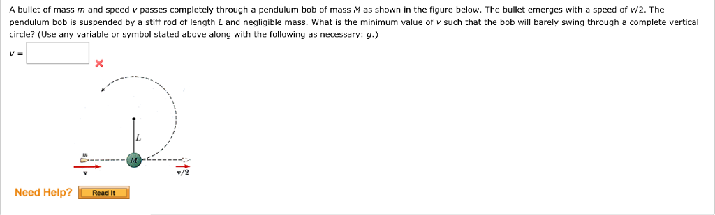 Solved A Bullet Of Mass M And Speed V Passes Completely | Chegg.com