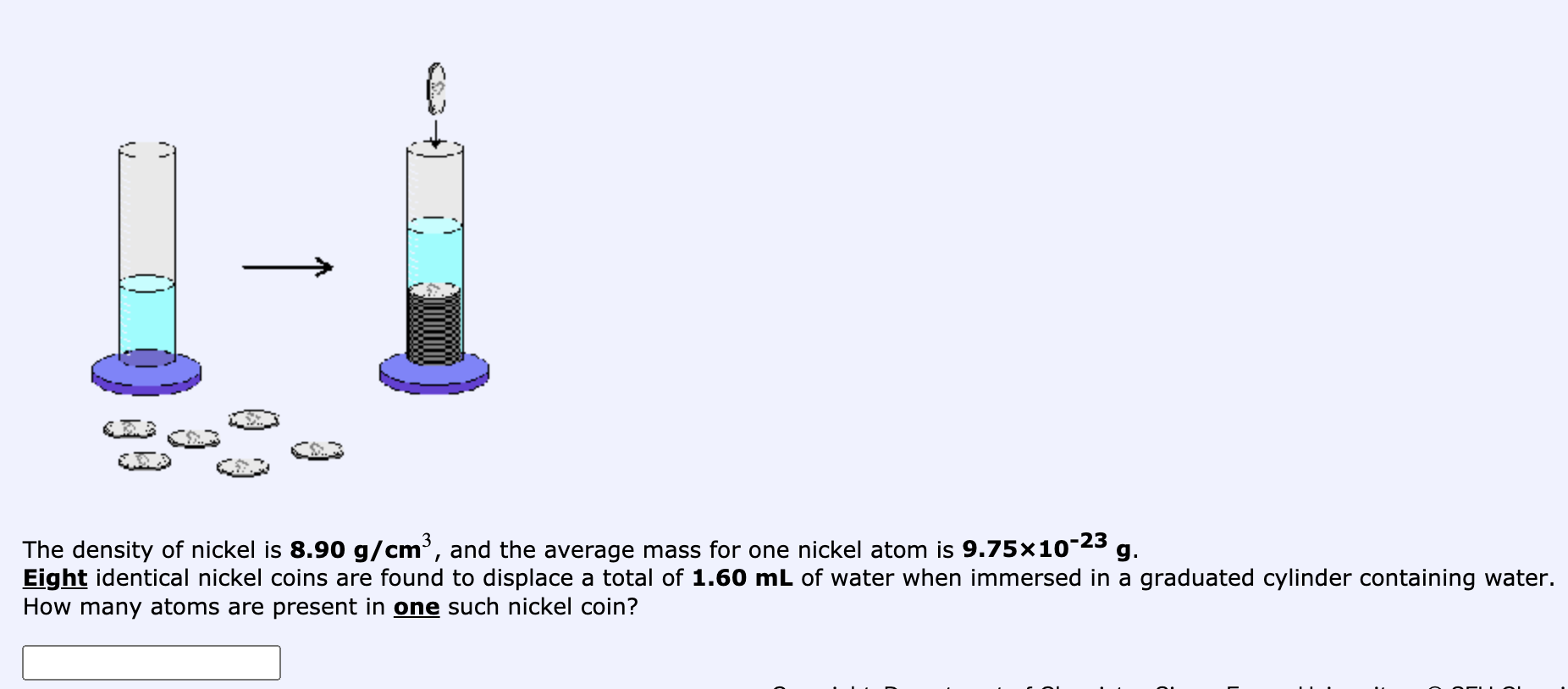 Solved The density of nickel is 8.90 g/cm3, and the average