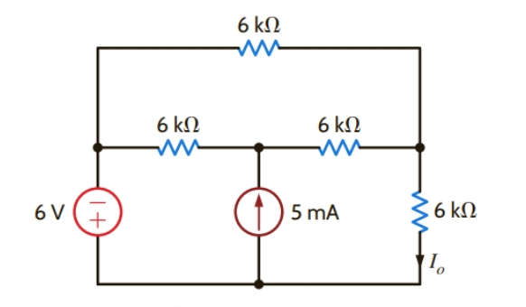 Solved 6 ΚΩ 6 ΚΩ 6 ΚΩ + 6V 1 5 mA 6 ΚΩ 1, | Chegg.com