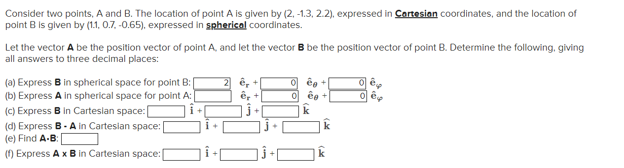 Solved Consider two points, A and B. The location of point A | Chegg.com