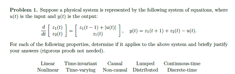 Solved Problem 1. Suppose a physical system is represented | Chegg.com