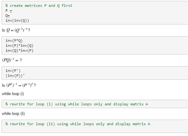 \% create matrices P and Q first P≡ Q= inv(inv(Q)) \% | Chegg.com