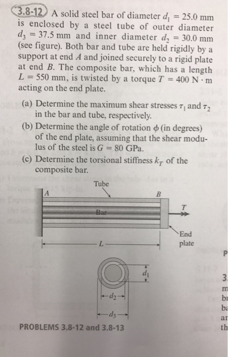 Solved A solid steel bar of diameter d_1 = 25.0 mm is | Chegg.com