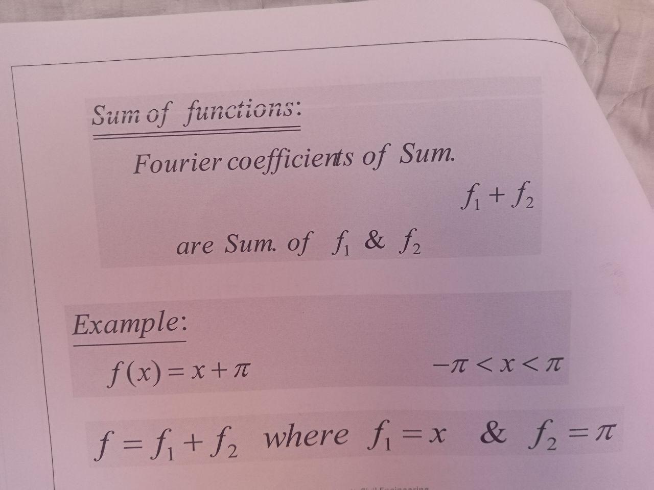 Solved Sum of functions: Fourier coefficients of Sum. f + f2 | Chegg.com