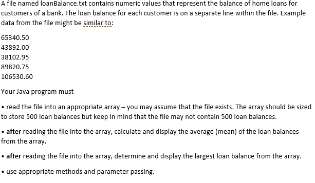 Solved A File Named Loanbalance Txt Contains Numeric Valu