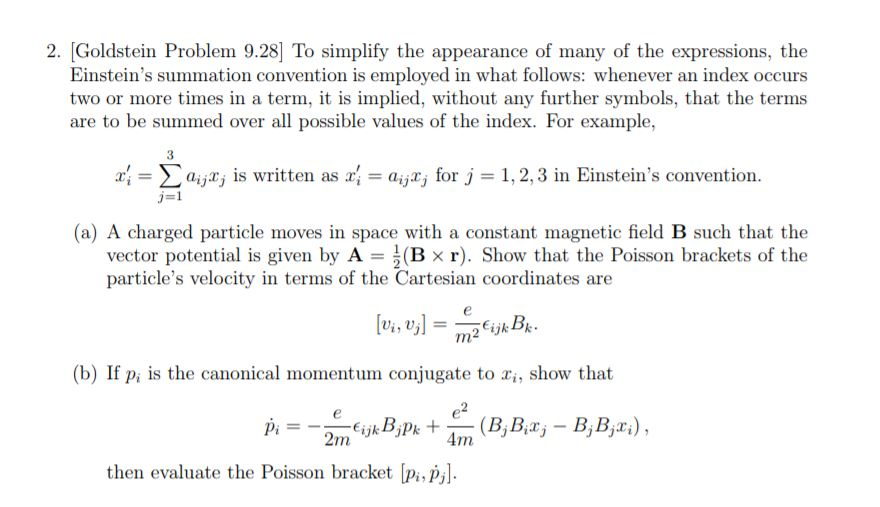 Solved 2. Goldstein Problem 9.28] To simplify the appearance | Chegg.com