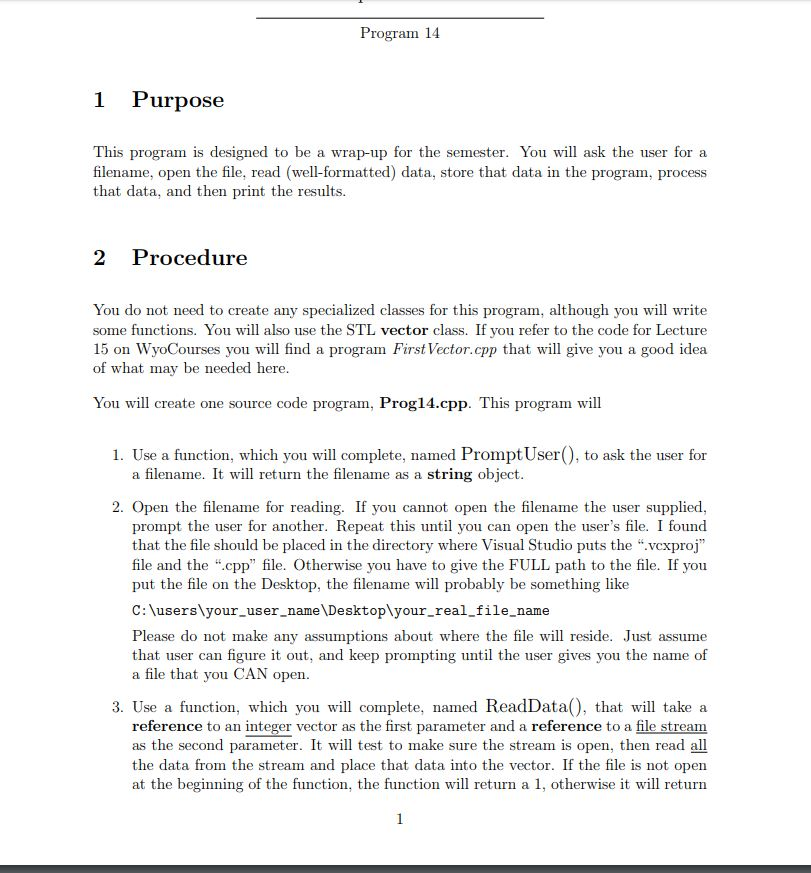 Solved Program 14 1 Purpose This program is designed to be a | Chegg.com