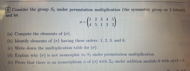 Solved Consider the group S5 under permutation | Chegg.com