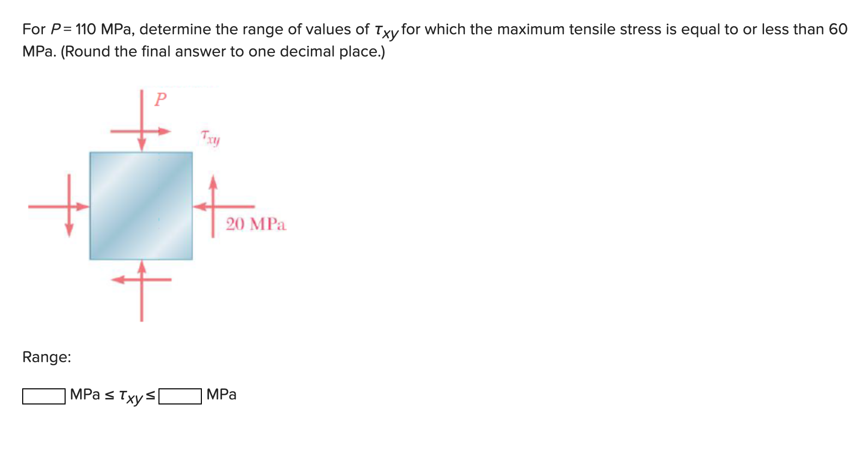 Solved For P= 110 MPa, determine the range of values of Txv | Chegg.com