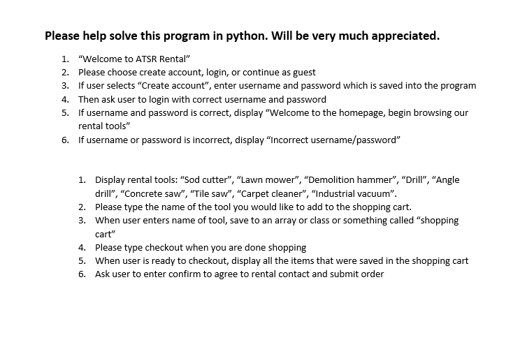 Solved Please help solve this program in python. Will be | Chegg.com