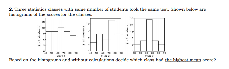Solved 2. Three statistics classes with same number of | Chegg.com