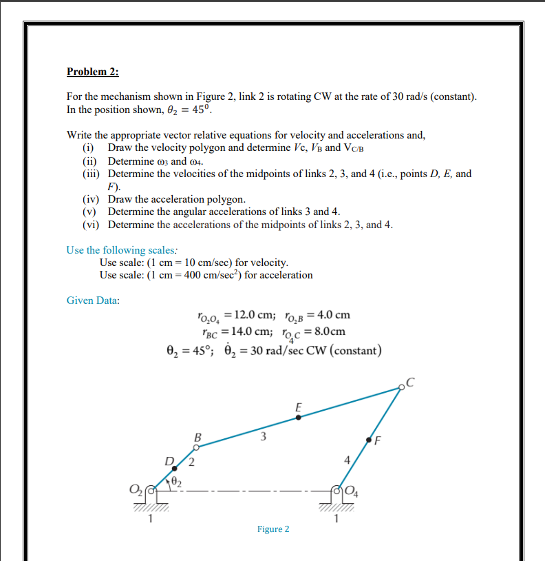Solved Problem 2: For the mechanism shown in Figure 2, link | Chegg.com