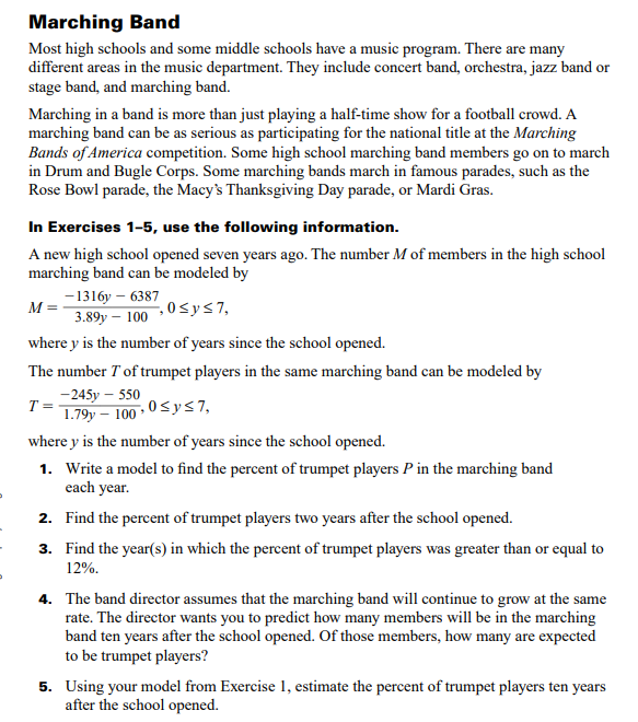 Solved Marching Band Most high schools and some middle
