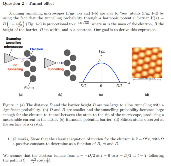 DO Question 2 : Tunnel Effect Scanning Tunnelling | Chegg.com