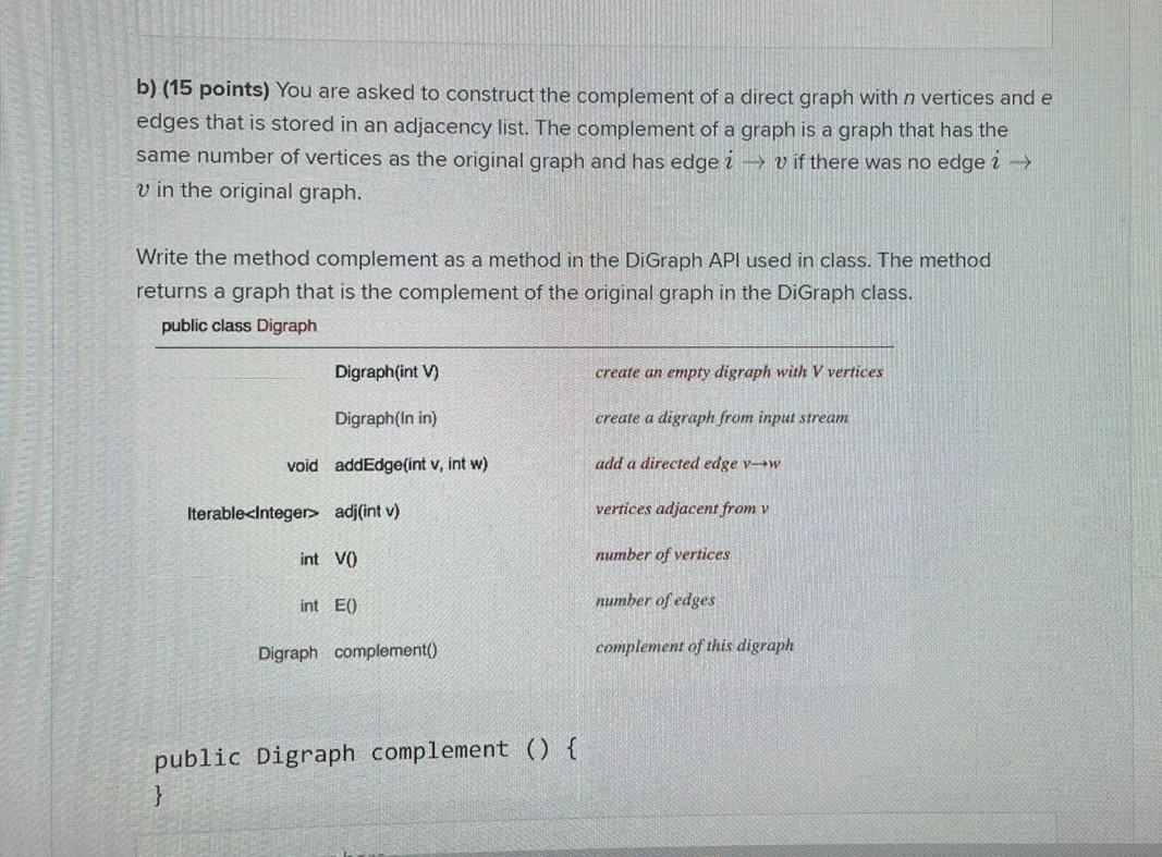 Solved B) (15 Points) You Are Asked To Construct The | Chegg.com ...