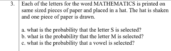 Solved 3. Each of the letters for the word MATHEMATICS is | Chegg.com