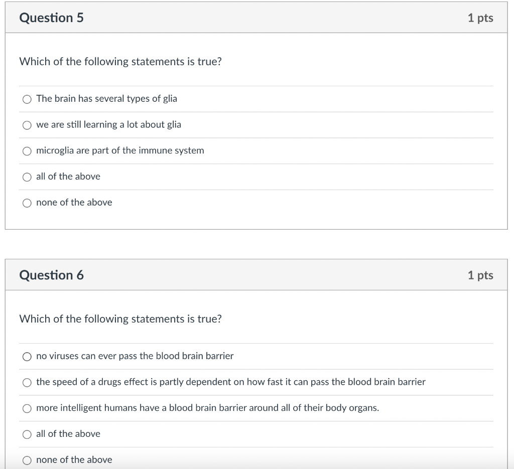 Solved Which of the following statements is true? The brain | Chegg.com