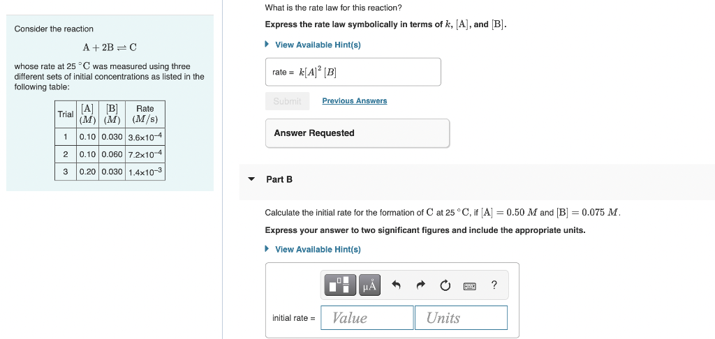 Solved What is the rate law for this reaction? Express the | Chegg.com