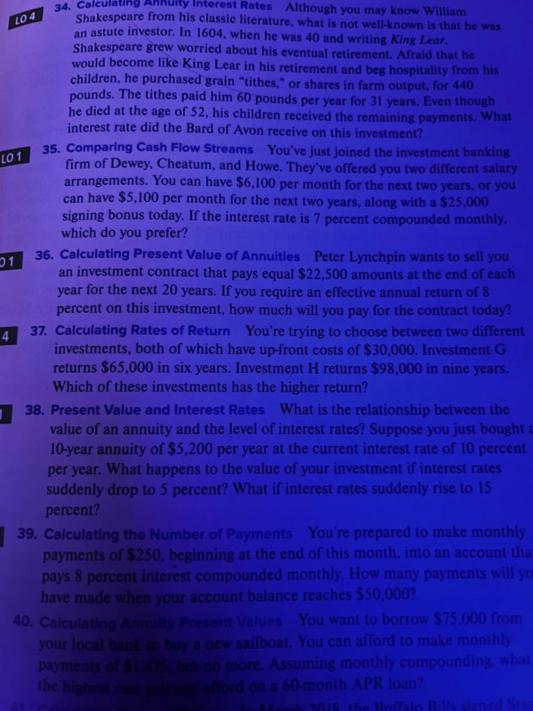 Solved 204 LO1 34. Calculating Annuity Interest Rates | Chegg.com