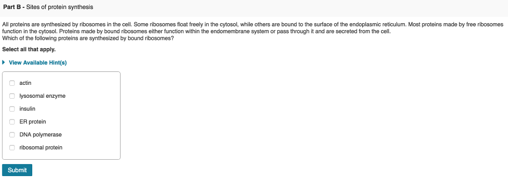 Solved Part A Urganelles of the endomembrane system The | Chegg.com
