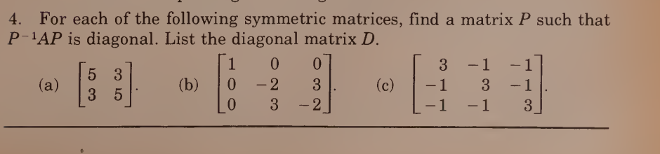 Solved 4. For each of the following symmetric matrices, find | Chegg.com