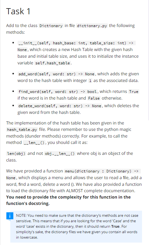 Solved Analysing Hash Tables - Python - add comments to each | Chegg.com