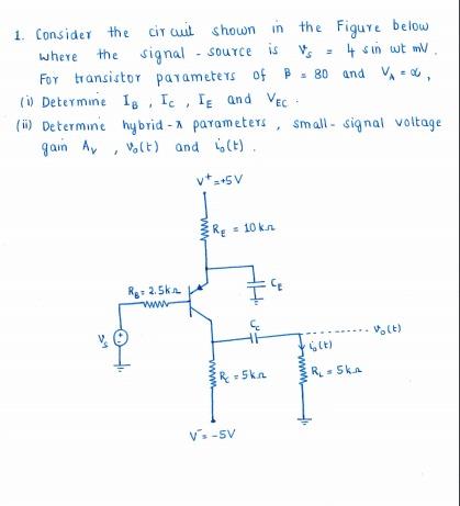 Solved 1. Consider The Circuit Shown In The Figure Below 