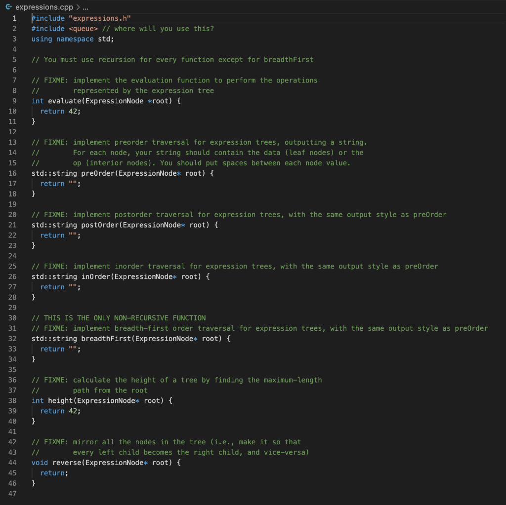 Solved C++ only please can you help me understand tree and | Chegg.com