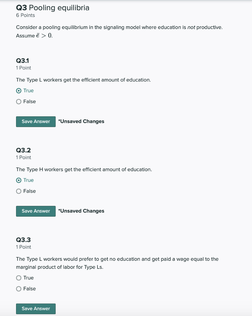 Solved Q3 Pooling equilibria 6 Points Consider a pooling | Chegg.com