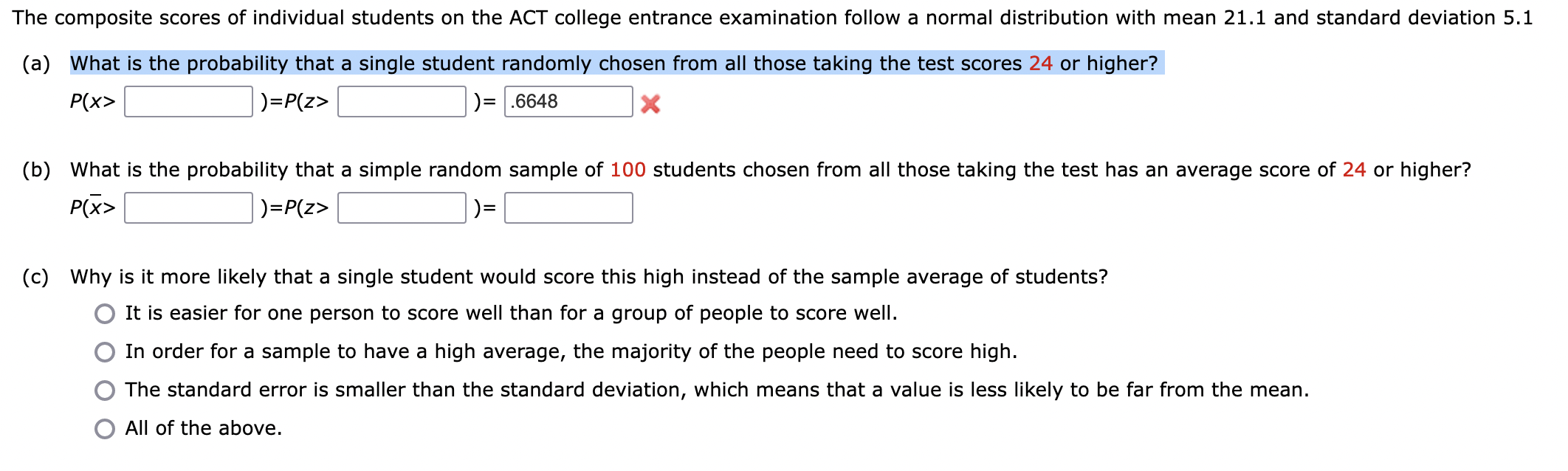 Solved (a) What is the probability that a single student | Chegg.com