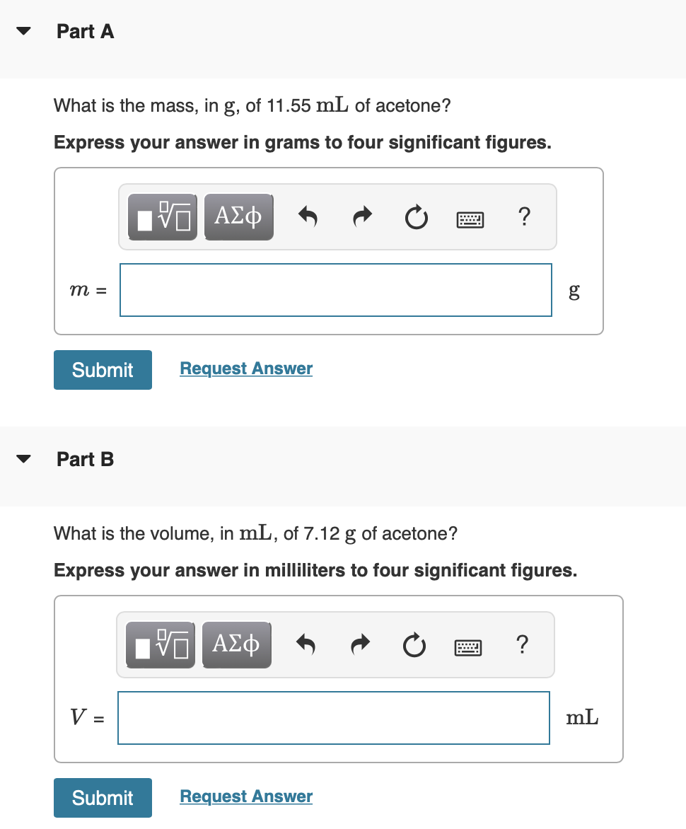 Solved Acetone (nail polish remover) has a density of 0.7857
