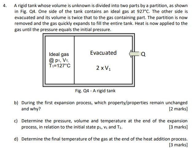 Solved A rigid tank whose volume is unknown is divided into