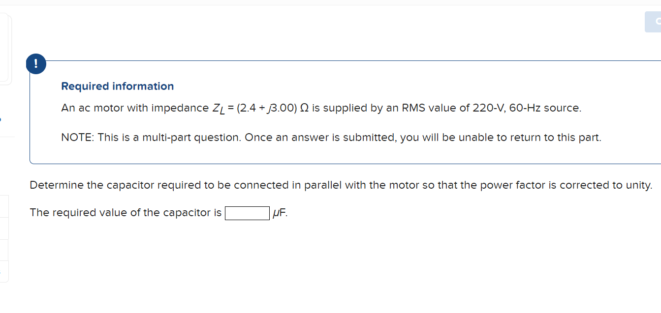 Solved Required information An ac motor with impedance
